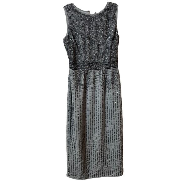 Mac Duggal Sequin Cocktail Dress Metallic Gray Size 4 10508 New - Picture 3 of 8